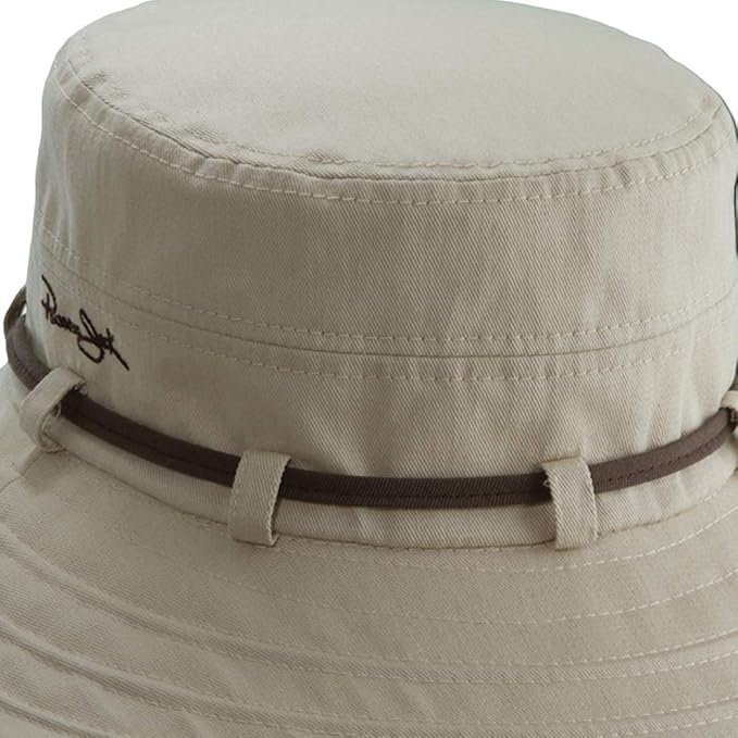 Women's Contrast Cotton Bucket Sun Hat with Sizing Tie, 3" Brim