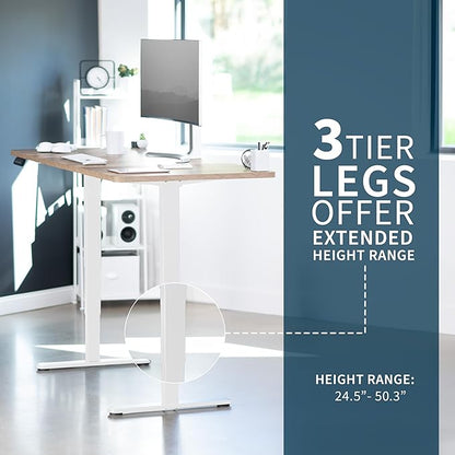 VIVO Electric 71 x 30 in Dual Motor Sit Stand Desk, Memory Height Adjustment, 2B Series, Reclaimed Wood Top White Frame, DESK-KIT-2W7P