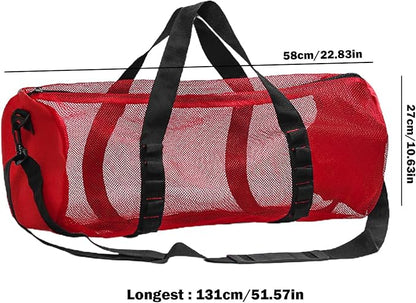 Mesh Gym Bag -Mesh Duffle Bags, Multifunctional Cylindrical Bag With Adjustable Strap, Portable Snorkeling Equipment Carry | Large Capacity Gym Bags, Snorkel Gear With Inside Hook For Travel