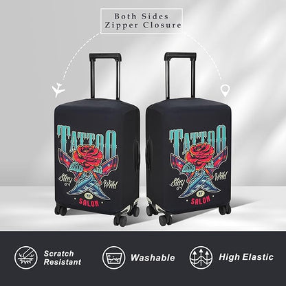 Explore Land Travel Luggage Cover Suitcase Protector Fits 27-30 Inch Case (Blade Rose, L)