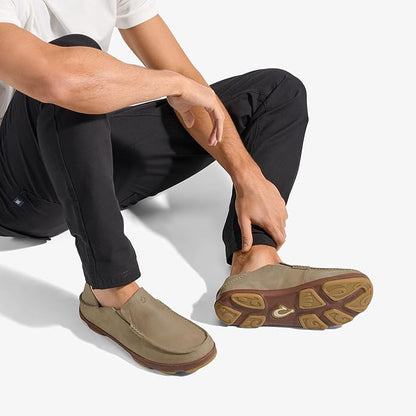OLUKAI Moloa Men's Premium Leather Shoes, Easy Slip On & Off Design, Casual & Versatile Loafer, Drop-in Heel & Enhanced Traction