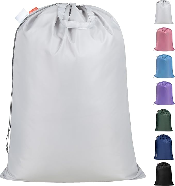 Gifts for Women,Polecasa Extra Heavy Duty Large Laundry Bag with Sturdy Handles and Drawstring Closure, Christmas Gift for Men, 28 x 36 inches Storage Bag for Basket, College, Dorm, Travel, Silver