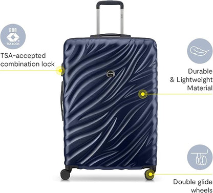 DELSEY PARIS Alexis Durable Hardside Luggage, Expandable Lightweight 4-Wheel Spinner, Easy Grip Telescoping Handle for Smooth Mobility, TSA-Lock Incorporated, Men and Women, Navy, Check-In 25-Inch