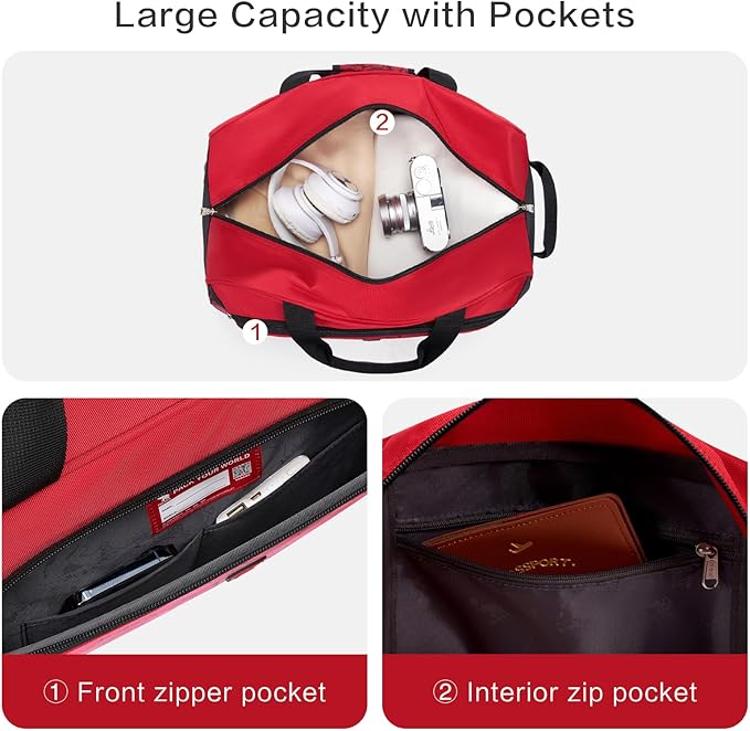 OIWAS Small Rolling Duffle Bag with Wheels Travel 22 inch Carry On Luggage Unisex-Adult Short Term Trips Expandable 50L to 60L
