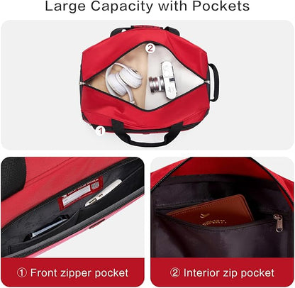 OIWAS Small Rolling Duffle Bag with Wheels Travel 22 inch Carry On Luggage Unisex-Adult Short Term Trips Expandable 50L to 60L