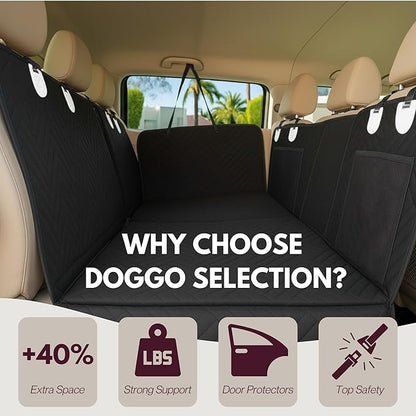 – Back Seat Pet Cover for Dogs, Premium Dog Hammock for Car with Hard Bottom | XL, Waterproof & Washable | Dog Car Seat Cover for Large | Fits Large SUV, Trucks (Black)