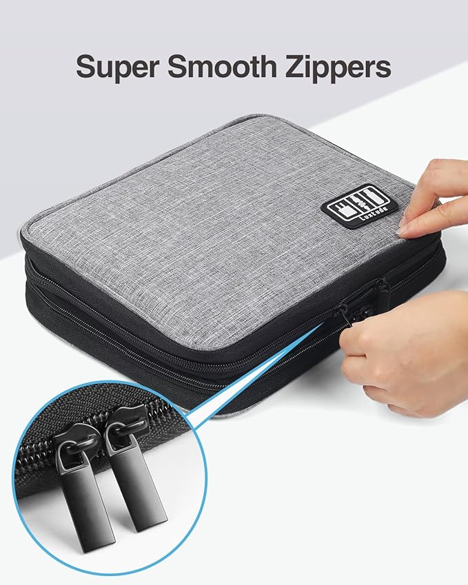 Luxtude Travel Cord Organizer Case, Electronic Organizer Travel Case Large, Portable Cable Organizers Bag, Flat Tech Bag for Cable Storage/Cord Storage/iPad Pro(up to 11")/Wall Charger/Electronics