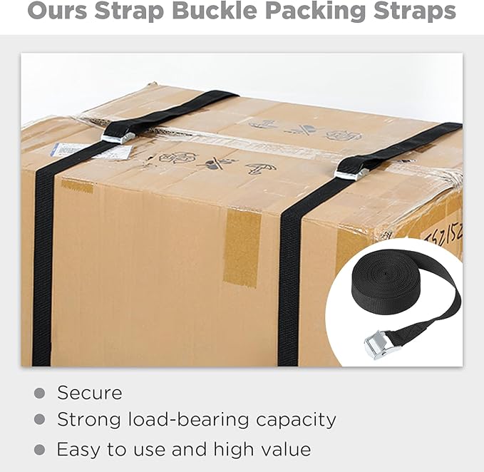 Riakrum 15 Pack 10 Feet Lashing Straps Adjustable Kayaks Tie Down Cam Buckle Straps with Buckles up to 250lbs for Cargo, Luggage, Motorcycles, Truck, Car Roof Rack, Sup Surfboard(Black)