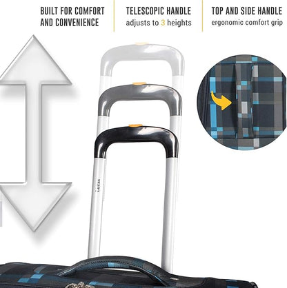 LUCAS Designer Luggage Collection - Expandable 24 Inch Softside Bag - Durable Mid-sized Ultra Lightweight Checked Suitcase with 8-Rolling Spinner Wheels (Old School Navy)