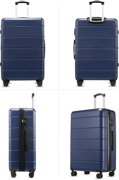 28 Inch Luggage, Expandable Hardside Large Checked Suitcases with Wheels, Blue