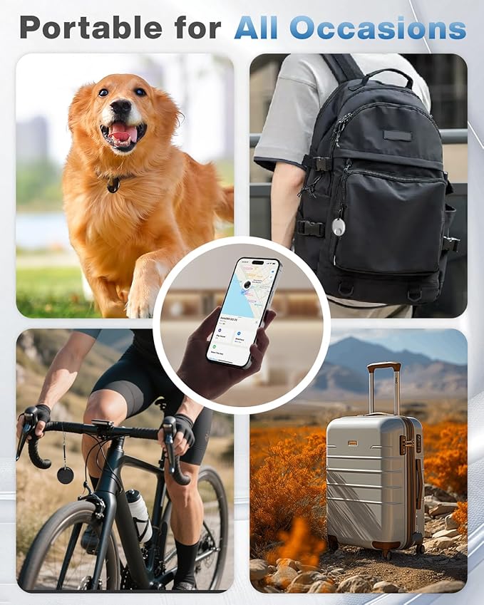 Air Tracker Tag 4 Pack: Easily Track and find Your Keys, Wallet, Suitcase, Backpack, and Other Items with Precise Location Tracking and beeping Sound alerts. AirTag with Apple Find My (iOS Only) App