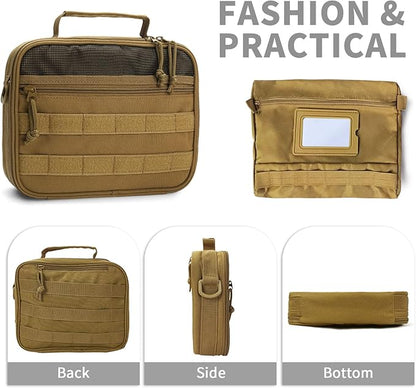 SMONT Toiletry Bag for Men Travel Toiletry Organizer Dopp Kit Travel Organizer Toiletries Tactical Bag Shaving Hygiene Bag Bathroom Hanging Men's Toiletry Bag for Short Trips Brown