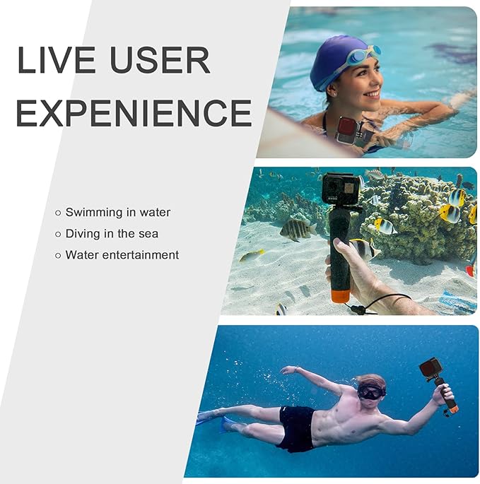 FitStill 60M/196FT Underwater Waterproof Protective Case Compatible for Go Pro HERO11 Black Mini,Monopod Floating Hand Grip Dive for Hero 11 MINI Action Camera Accessory Kit