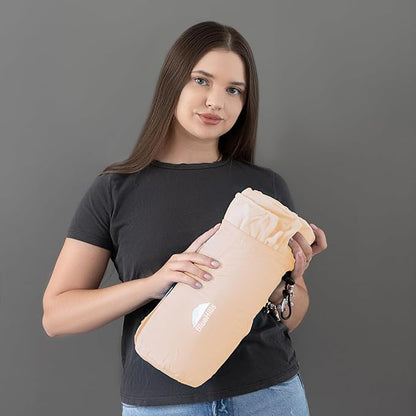 BlueHills Ultra Compact Travel Blanket Pillow for Airplane Traveling Essential Long Flight Trip Throw in Bag Portable Case Large Plane Accessories Beige - C007
