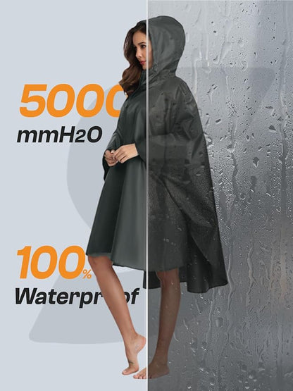 SaphiRose Unisex Rain Poncho Waterproof Raincoat Hooded for Adults Women with Pockets