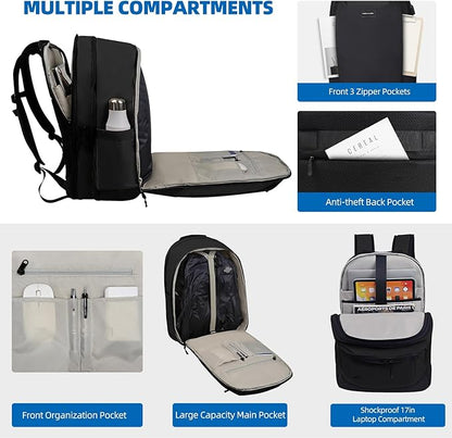 Travel Backpack: Carry on Expandable Back Pack for Laptop Hiking Business Water Resistant Lightweight for Men and Women Black