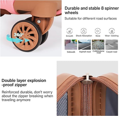 Luggage Sets 3 Piece (20/24/28 inch)-Carry On Suitcase-Suitcase With Wheels-PC+ABS - Hardside Spinner Travel Luggage, Black, 3 Pcs Set, Hardside Luggage Sets With Spinner Wheels (Pink)