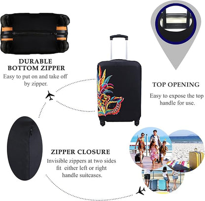 Explore Land Travel Luggage Cover Suitcase Protector Fits 23-26 Inch Case (Carnival, M)