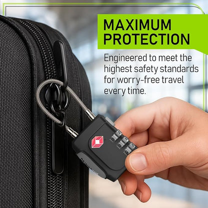Untethered TSA Luggage Locks (3 Pack) – Resettable 3-Digit Combination TSA Approved Travel Padlocks for Suitcases, Backpacks, Gym Bags & Checked Baggage (3 Pack | Black)