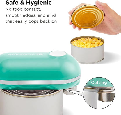 Kitchen Mama Mini Plus Rechargeable Electric Can Opener: USB-C Charging, Hands-Free, Auto Stop, Compact, Cordless, Smooth Edge - Perfect for Seniors with Arthritis, Home, and Travel (Teal)