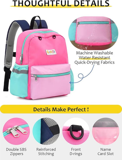 Kids Backpack for Boys Girls, Toddler Backpack for Preschool Kindergarten, 15inch Elementary School Bookbag with Reflective for Ages 6-8, Light Pink