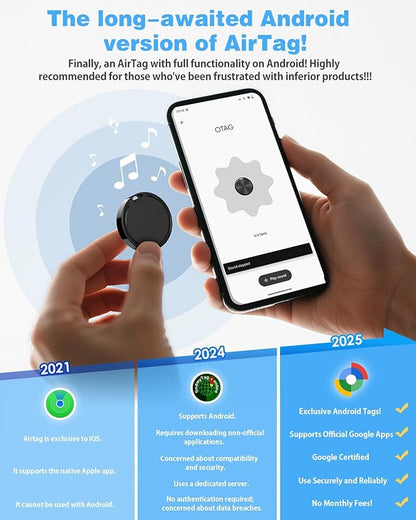 Air Tags for Android,Air Tags-1 Pack Android,Air Tracker Tags with 1 Case,2 Year Battery Life,Google Find Trackers for Google'S Find Hub App,IP65 Waterproof Luggage Tracker Tags for Keys