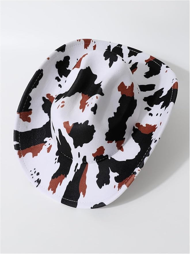WDIRARA Women's Cowboy Hat Cow Print Western Cowgirl Hats Travel Vacation