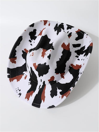 WDIRARA Women's Cowboy Hat Cow Print Western Cowgirl Hats Travel Vacation
