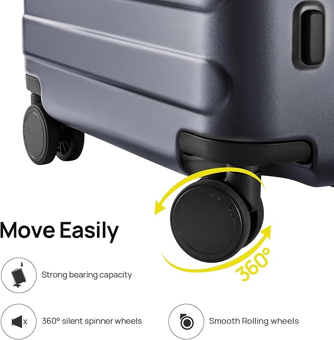 NINETYGO Large Checked Luggage 28 Inch, Checking In Luggage with Smooth Spinner Wheels, Lightweight, Hard Shell PC Suitcase, Lightweight Travel Luggage, TSA Approved (Grey, Rhine Basic)