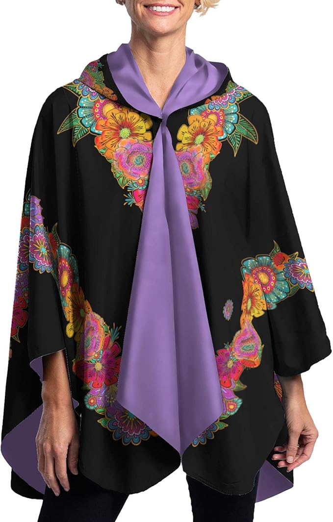 RainCaperLaurel Burch Womens Rain Cape Poncho with Hood - Reversible