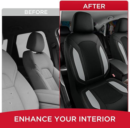 Rubbermaid Leather Mesh Car Seat Covers, Breathable Air Mesh Front Seat Cover, Universal Fit Slip-on Design, Airbag Compatible, Automotive Seat Protector for Most Cars, SUVs, Trucks, Vans-Gray