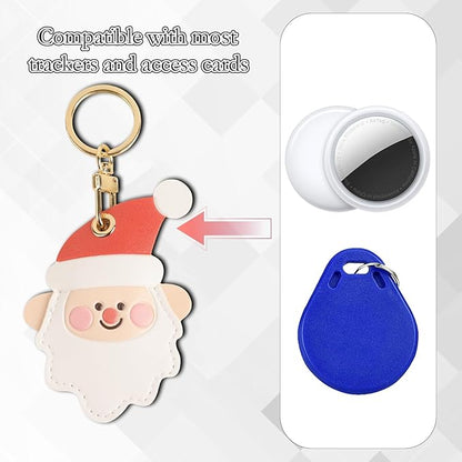 Leather Keychain Case Holder Compatible with Apple AirTag, GPS Airtag Keychain Finder Tracker with Key Ring, Anti-Scratch Protective Air Tag Cover