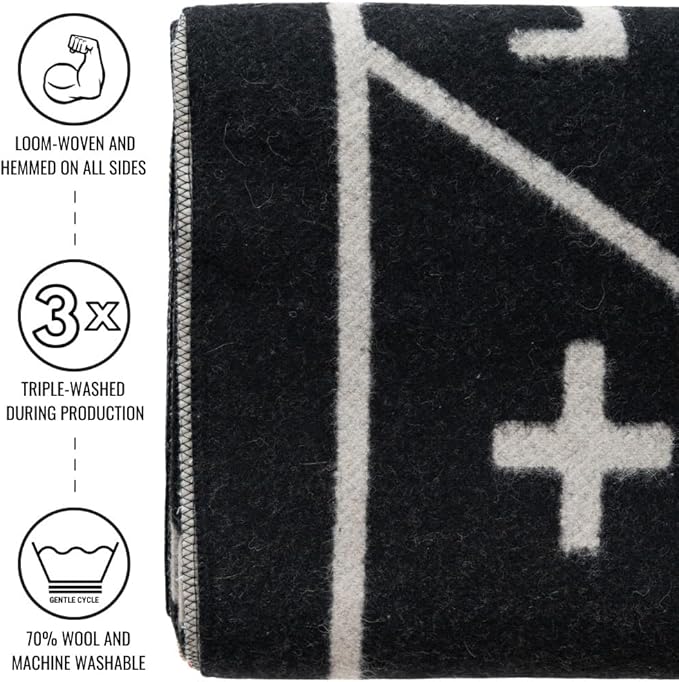 Arcturus Rainier Wool Blanket - 4.5lbs Warm, Heavy, Washable, Large | Great for Camping, Outdoors, Survival & Emergency Kits (Castle Rock)