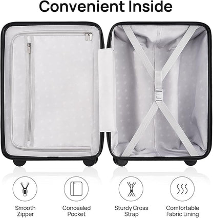NINETYGO Medium Checked Luggage 26 Inch, Checking In Luggage with Smooth Spinner Wheels, Lightweight, Hard Shell PC Suitcase, Lightweight Travel Luggage, TSA Approved (Black, Rhine Basic)