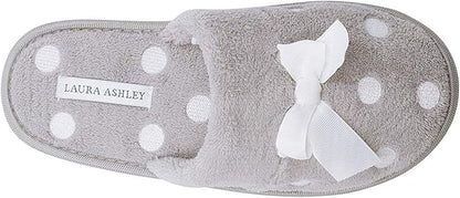 Laura Ashley Ladies Embroidered Soft Terry Scuff Slipper