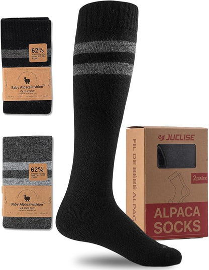 Alpaca Wool Heavyweight 15-25 mmHg Knee High Compression Support Socks Thick Winter Thermal Warm Soft Travel Flying