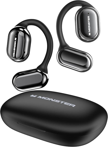 Monster Open Free AC100 Open Ear Bluetooth 5.3 Headphones, Wireless Earbuds with Earhooks, Immersive Stereo Sound by 16mm Large Driver, Clear Calls, 30H Playtime, for Workout