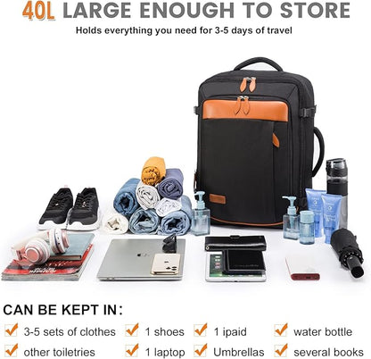 LOVEVOOK Carry on Backpack, 40L Travel Backpack for Women Men Airline Approved, Expandable Large Suitcase Backpacks With 4 Packing Cubes, Aer Travel Pack 3, Water Resistant Weekender Bag