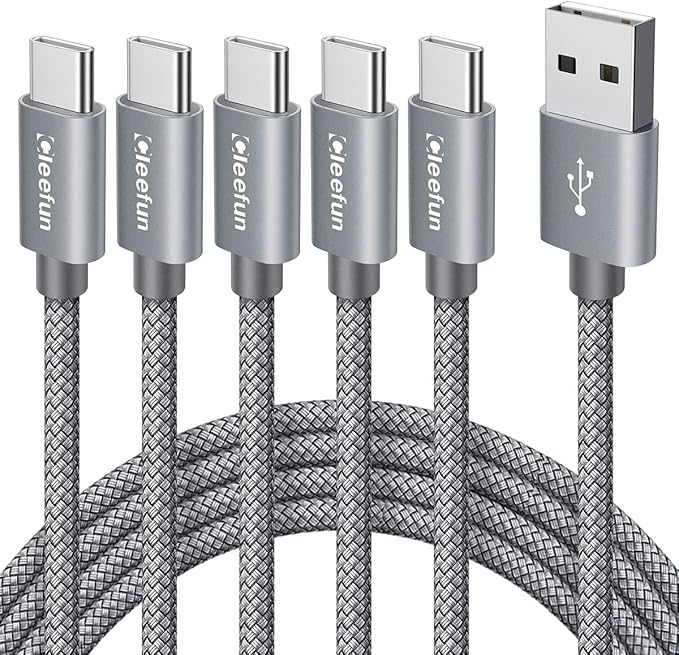 CLEEFUN USB C Cable 3ft, 5-Pack USB A to Type C Charger Cord Fast Charging for iPhone 17 16 15 Pro Max Air Plus, for Samsung Galaxy S25 S24 S23 S22 S21 S20 S10 A17 A16 A15 A56 A55 A26 A35 A36 A71
