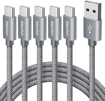 CLEEFUN USB C Cable 3ft, 5-Pack USB A to Type C Charger Cord Fast Charging for iPhone 17 16 15 Pro Max Air Plus, for Samsung Galaxy S25 S24 S23 S22 S21 S20 S10 A17 A16 A15 A56 A55 A26 A35 A36 A71