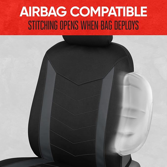 Motor Trend SpillGuard 2 Charcoal Gray Seat Covers for Cars & Seat Covers for Trucks - Neoprene Waterproof Car Seat Covers Front Seats Only - SUV Seat Covers Protector - Forros para Asientos de Carro