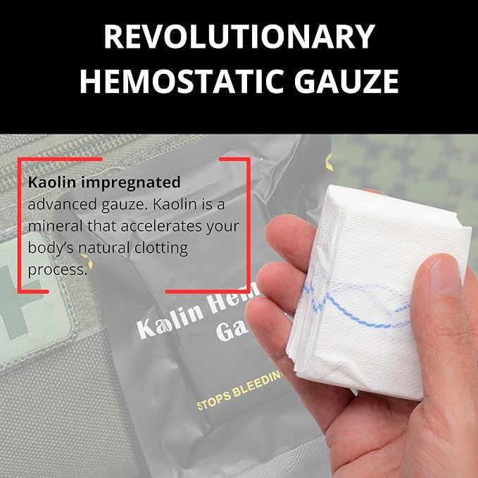 First Aid Advanced Quick Clotting Combat - Flexible Hemostatic - Stop The Bleed kit Faster Wound Packing with Quick Clotting Medical - Survival Kit Supplies - 3" x 12.5' (CT-Gauze-5)