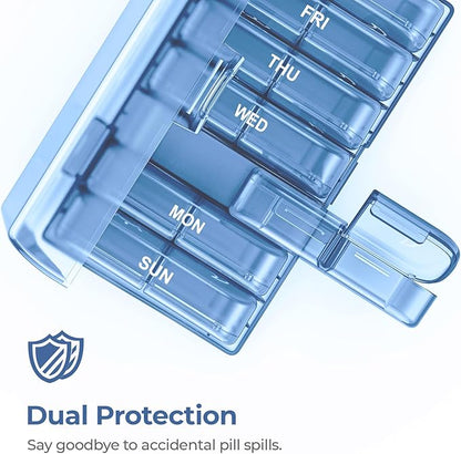 AUVON XL Weekly Pill Organizer 2 Times a Day, AM PM Pill Case with One-Side Large Opening for Easy to Use, Pill Box 7 Day Travel Medication Organizer for Medications, Vitamins, Fish Oils, Supplements