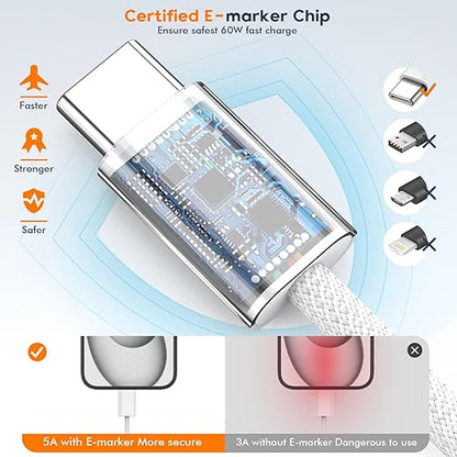 Charge for iPhone 16/15 Charger,Fast Charging iPhone 16/15 2Pack Type C Wall Charge Adapter USB C Charger Block 6FT USB-C to C Woven Cable for Apple iPhone 16 Pro Max/iPhone 15 Plus,iPad Pro/Air/Mini