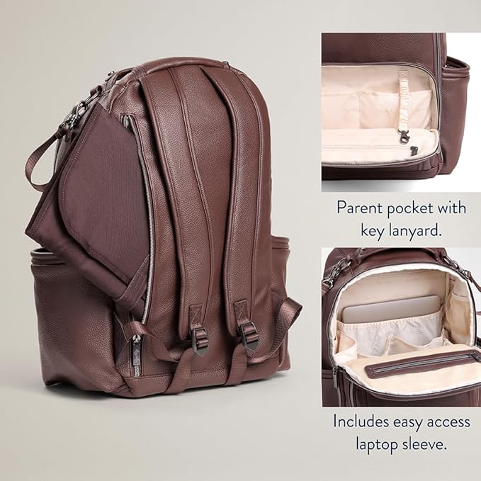 Itzy Ritzy Diaper Bag Backpack – Large Capacity Boss Plus Baby Backpack Diaper Bag Featuring 19 Pockets, Changing Pad, Stroller Clips, and Comfortable Straps (Espresso)