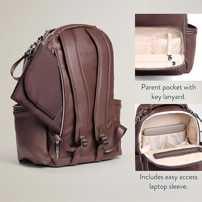 Itzy Ritzy Diaper Bag Backpack – Large Capacity Boss Plus Baby Backpack Diaper Bag Featuring 19 Pockets, Changing Pad, Stroller Clips, and Comfortable Straps (Espresso)