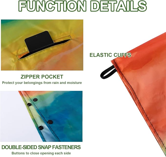 Hooded Rain Ponchos for Adult - Rain Coat and Rain Jacket with Waterproof Pocket and Zipper