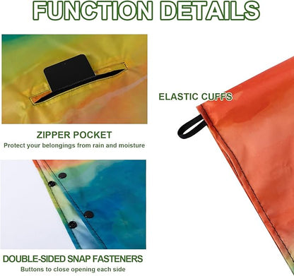 Hooded Rain Ponchos for Adult - Rain Coat and Rain Jacket with Waterproof Pocket and Zipper