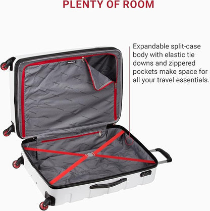 SwissGear 7366 Signature Hardside Expandable Luggage with Spinner Wheels, TSA Lock, White, Checked-Large 27-Inch