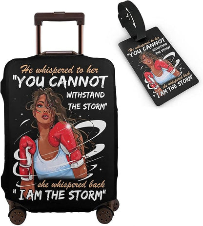 Travel Suitcase Protector African American Girl Elastic Protective Washable Luggage Cover With Concealed Zipper Suitable For 18-32 Inch (L (for 25--28 inch luggage))